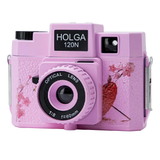 Pink Holga 120N film camera with cherry blossom design 